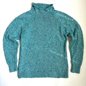 L.L. Bean Classic Cotton Rag Funnel Neck Sweater Blue M